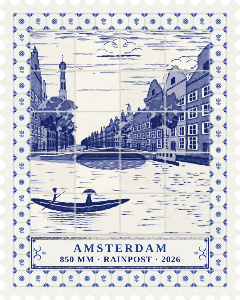 Delft Tile Painting stamp of Amsterdam